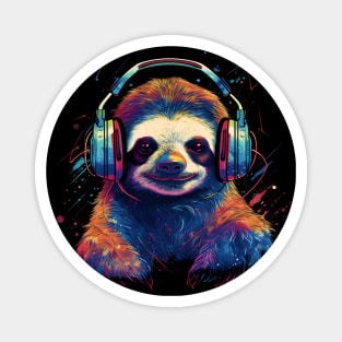 Cosmic Chill: Sloth Soars with Celestial Soundwaves Magnet